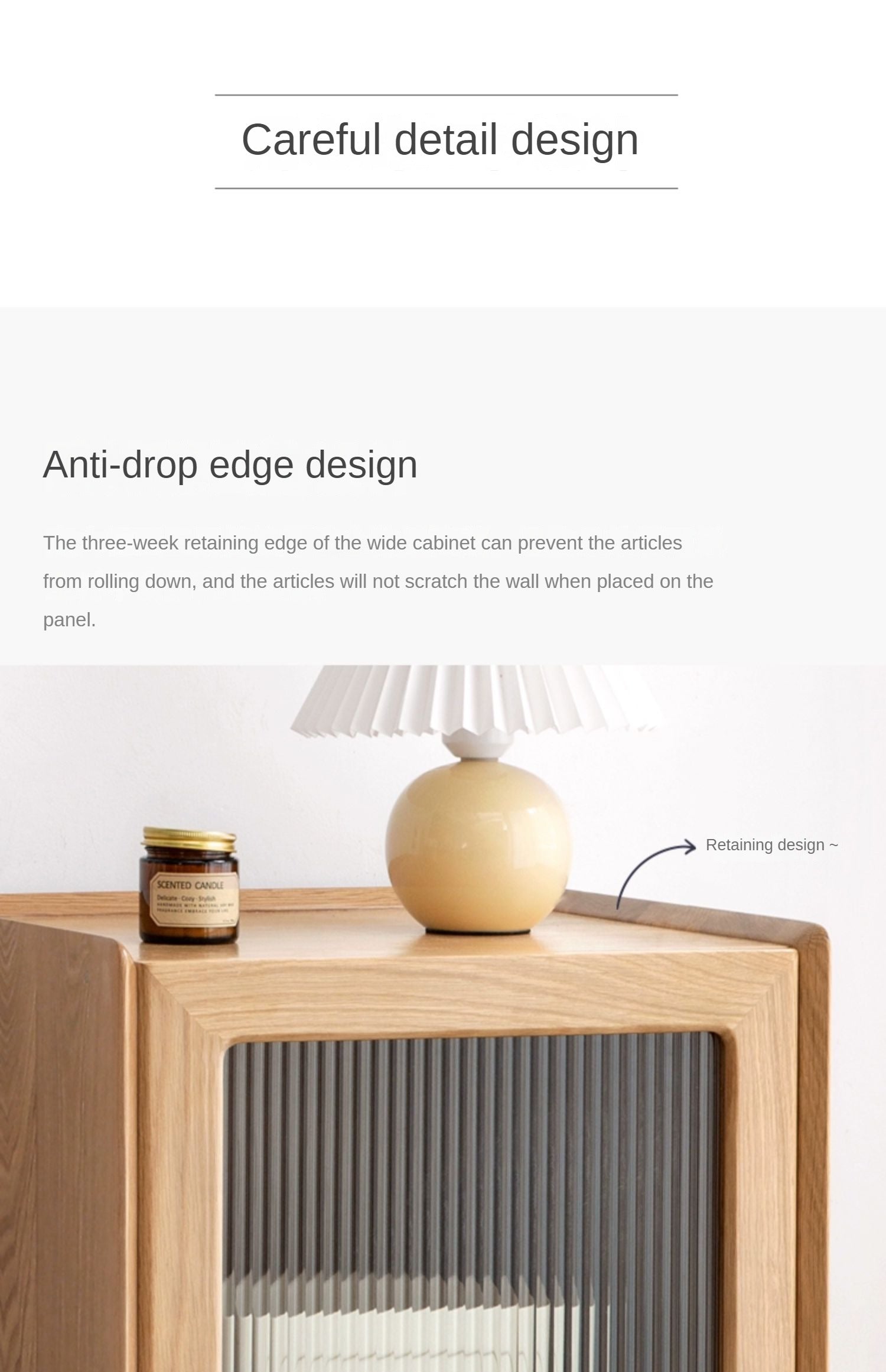 Ash Solid Wood Narrow Side Cabinet.