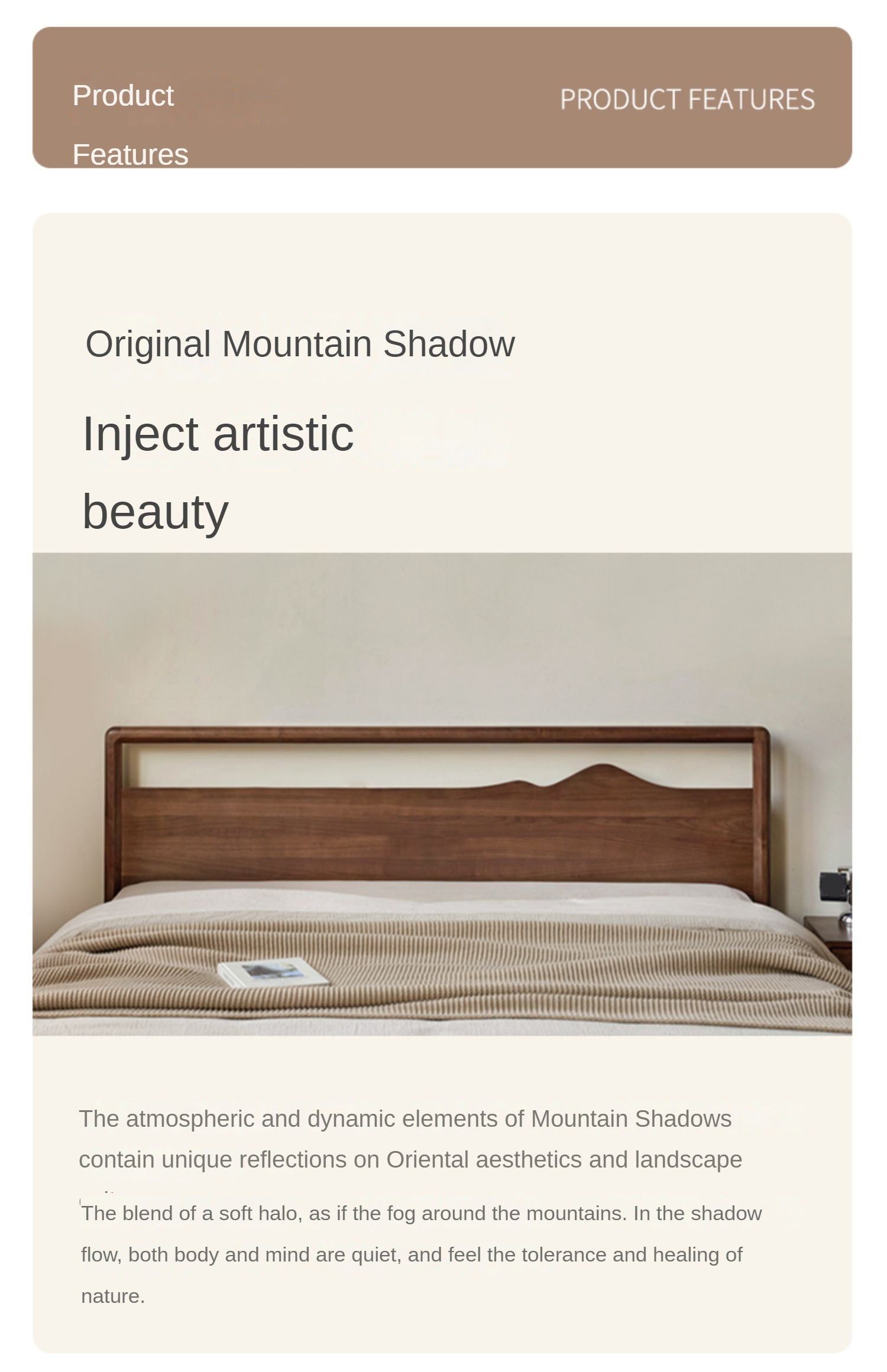 Black Walnut, Ash Solid Wood Bed