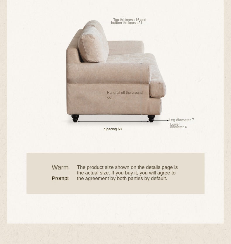 Fabric Three Seater Sofa High Back American Style.