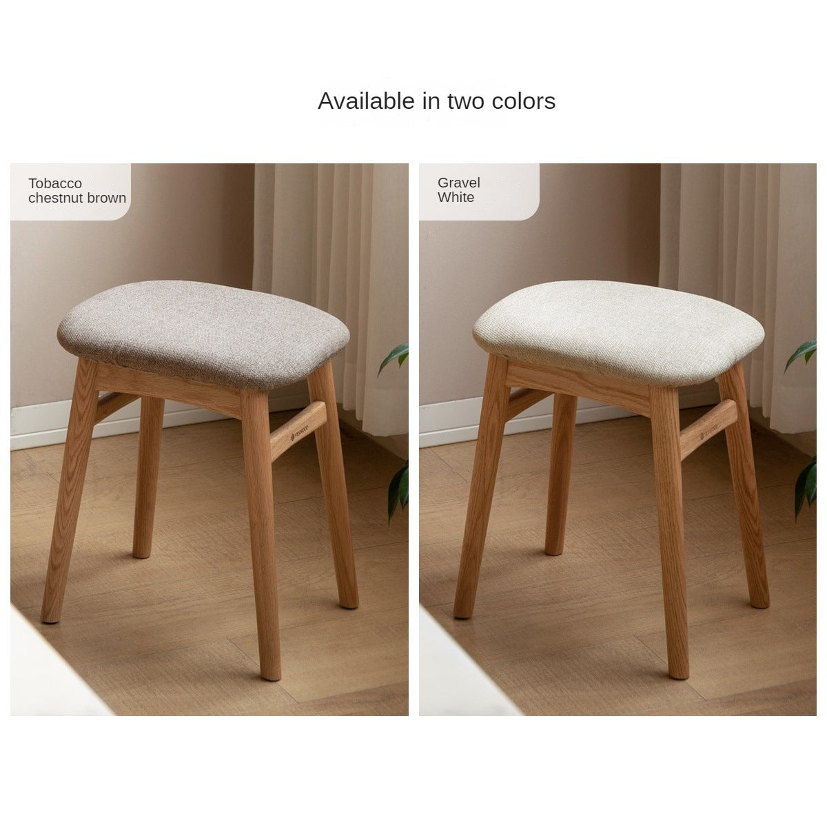 Oak Solid Wood Softpack Makeup Stool