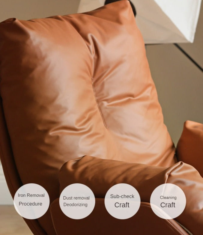 Organic Leather Swivel Sofa Chair Italian Light Luxury.