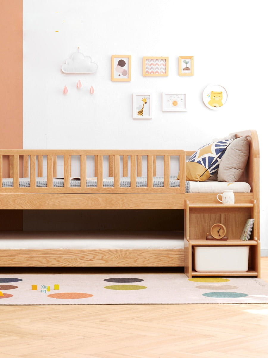 Oak solid wood Multi-function wide storage box bed<