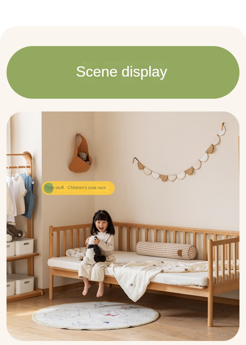 Beech solid wood children's bed with guardrails spliced bed<