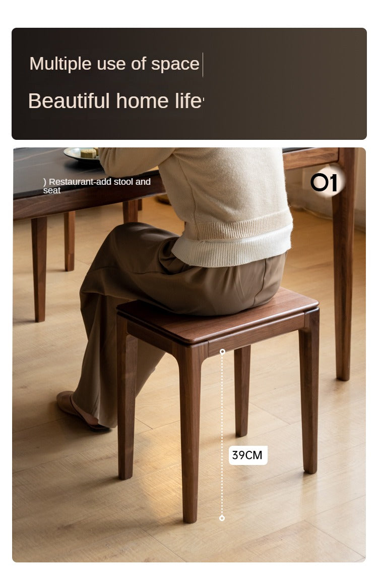 Black Walnut, Oak Solid Wood Makeup Stool