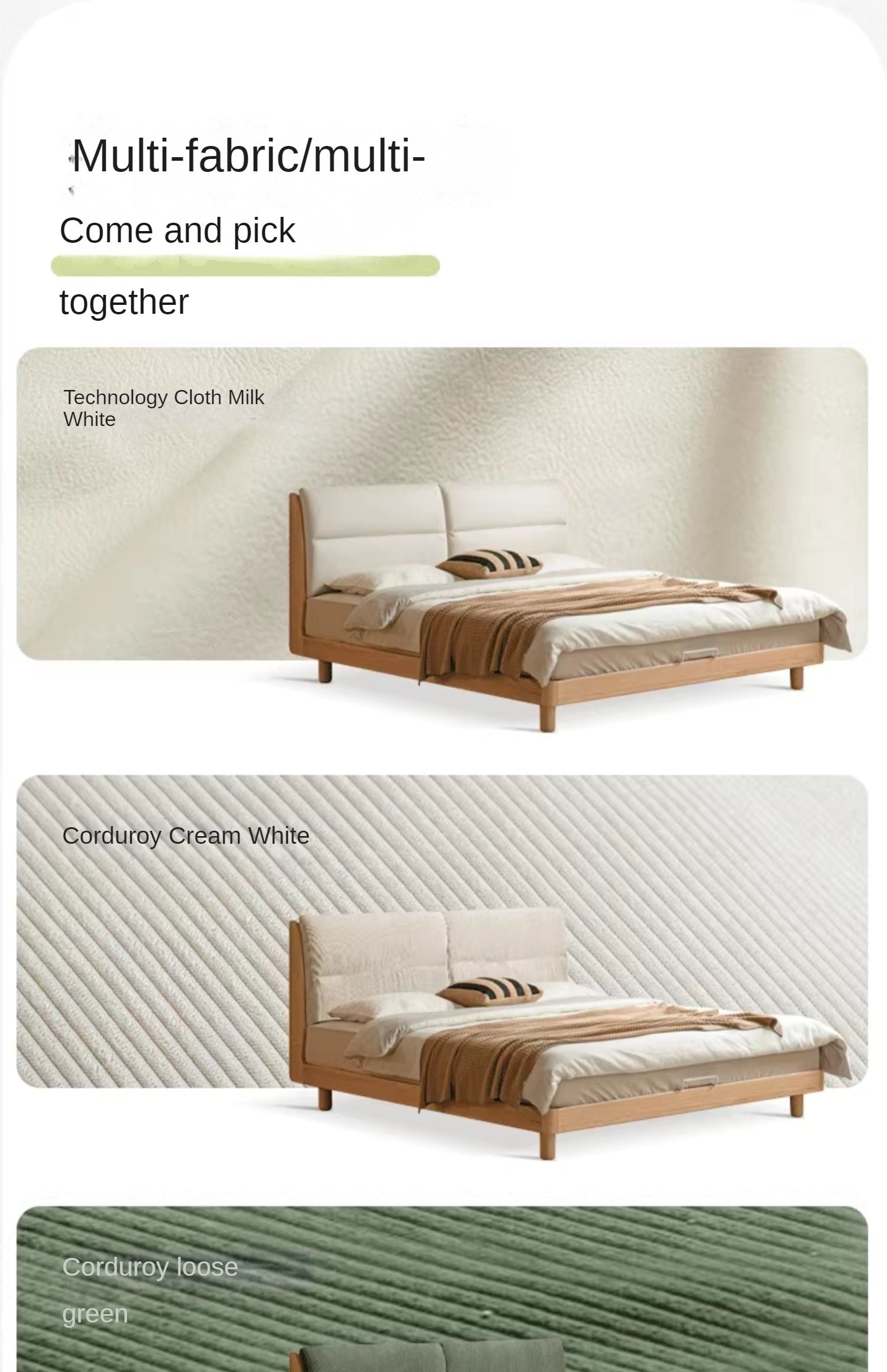 Oak solid wood bed modern simple