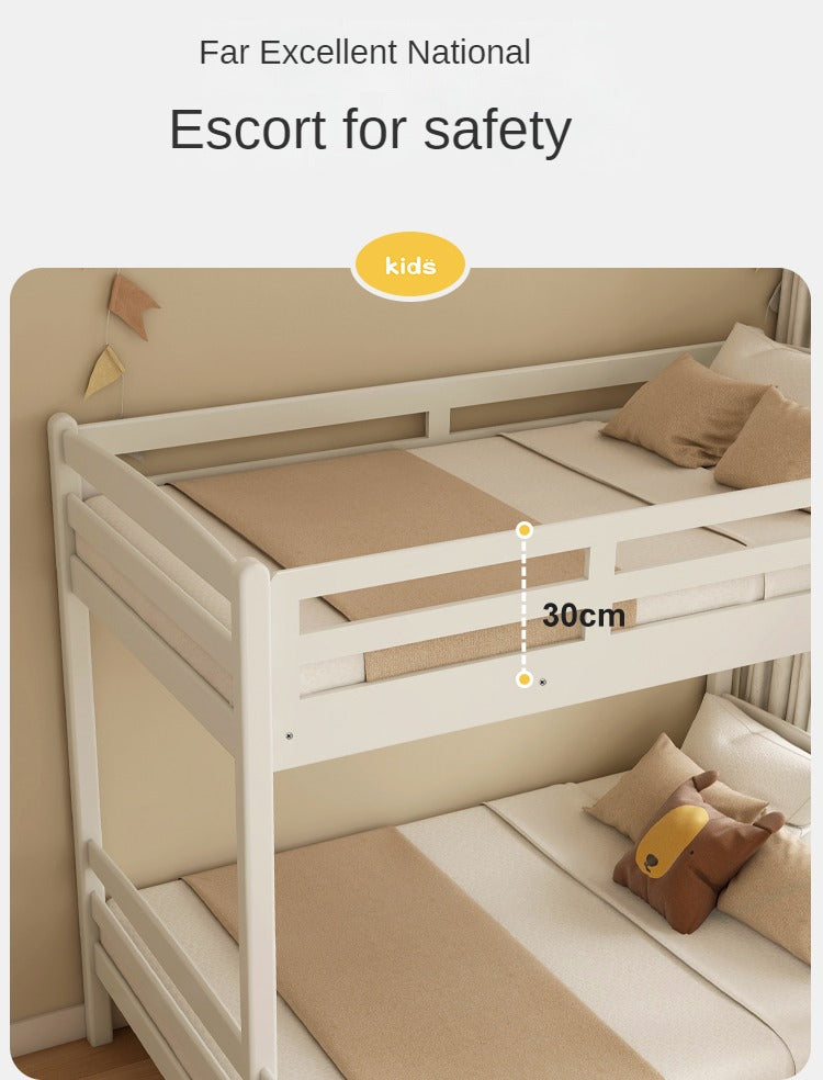 Beech, Birch solid wood children's bunk bed white detachable bed.