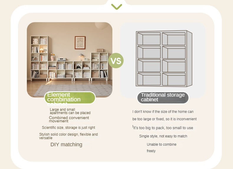 Tulipwood , Solid RubberWood Bookcase Free Combination Cream Style