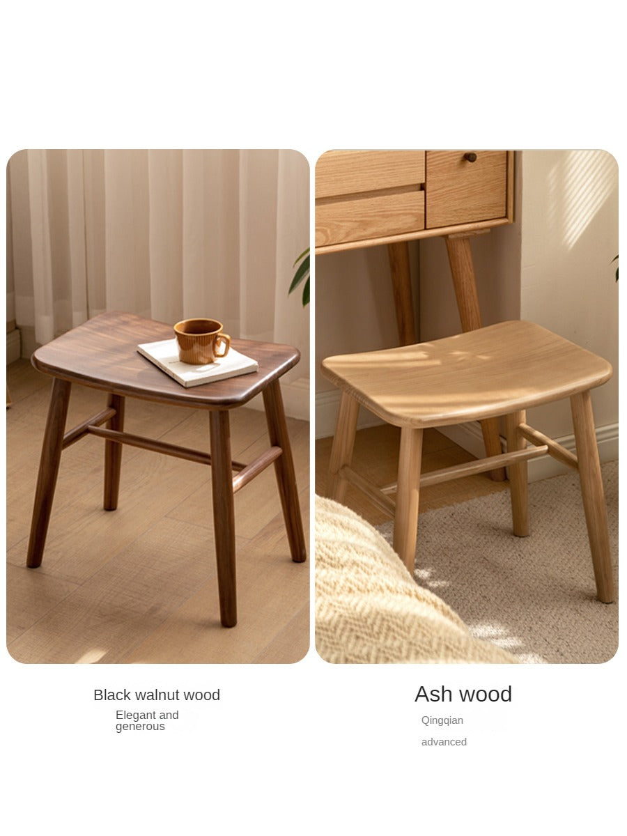 Black Walnut, Ash, Oak, Sandalwood Solid Wood Makeup Stool