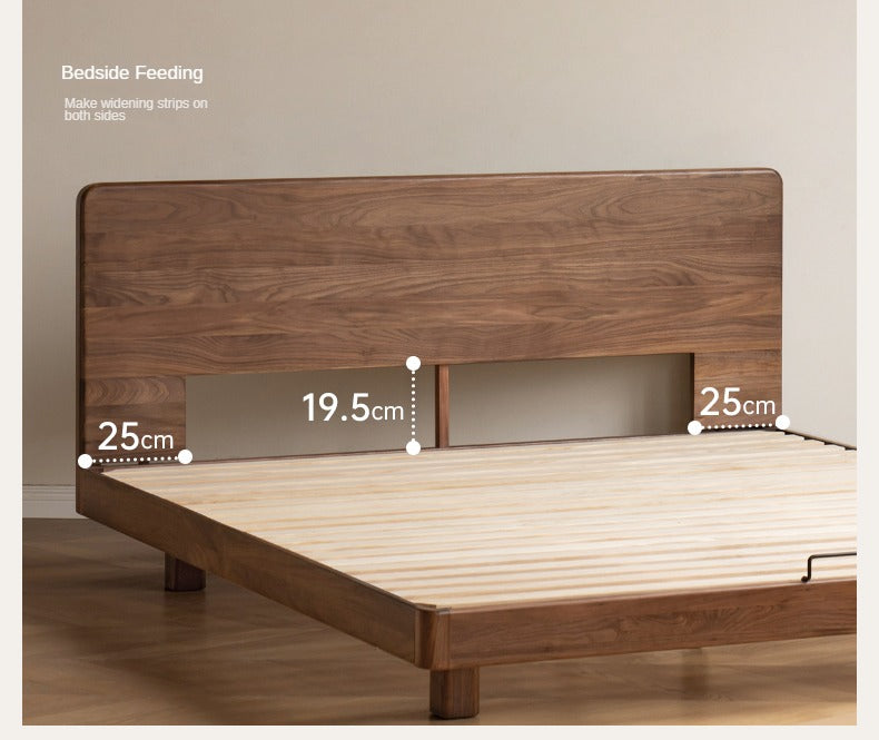Black Walnut, Oak Solid Wood Floating Bed