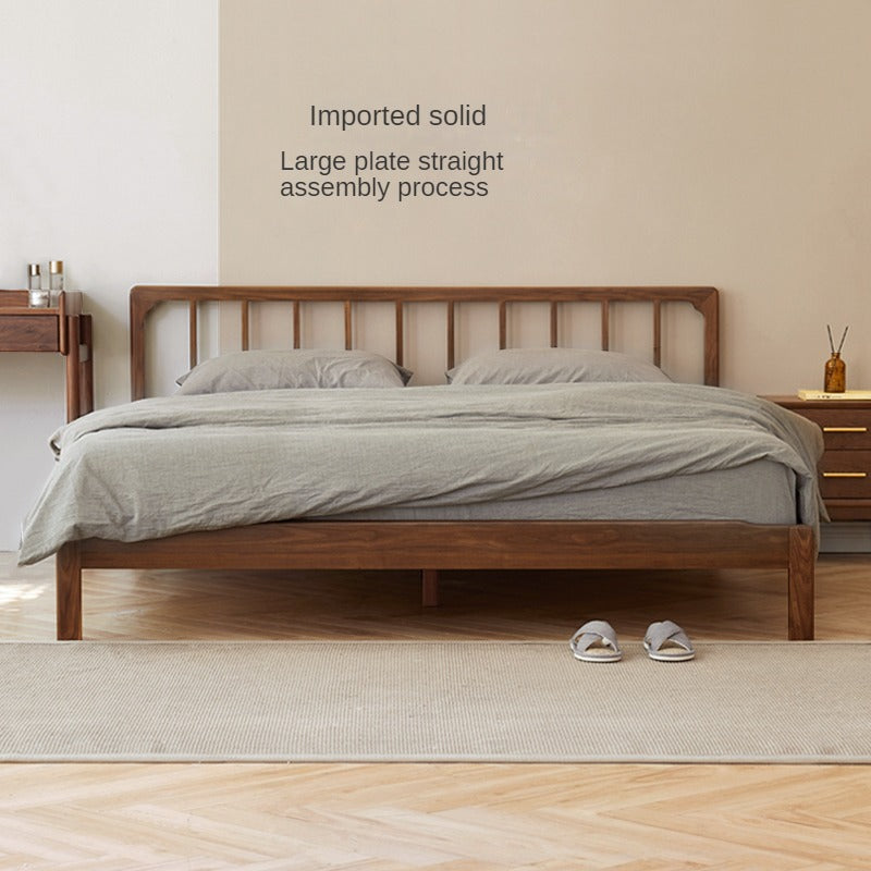 Ash, Black Walnut Solid Wood Nordic Simple Bed