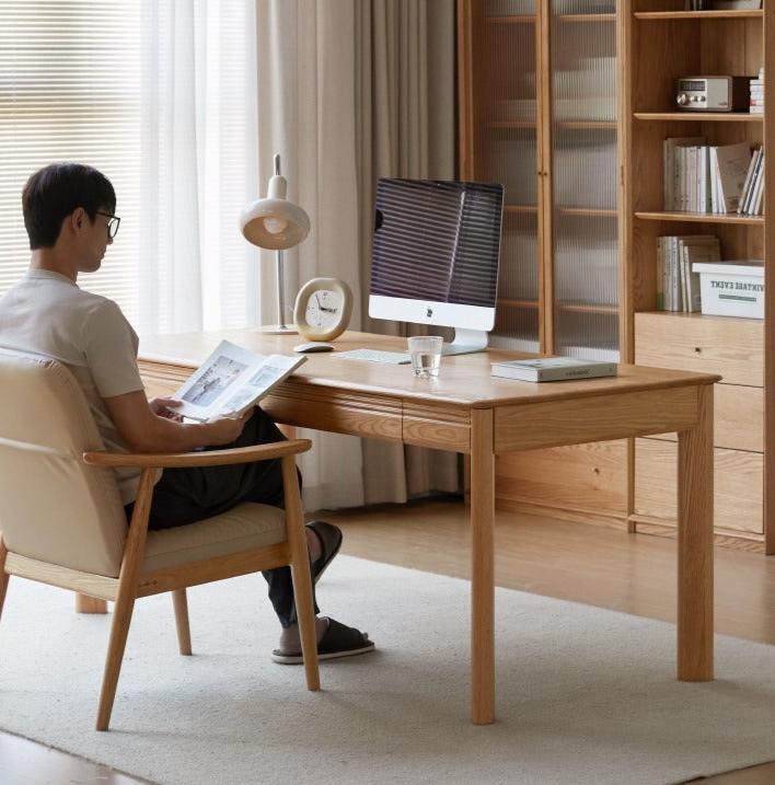 Oak, Ash Solid Wood Long Office Desk