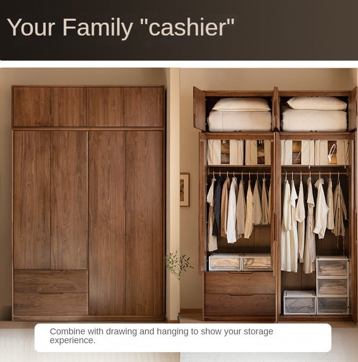 Black Walnut Solid Wood Large Wardrobe.