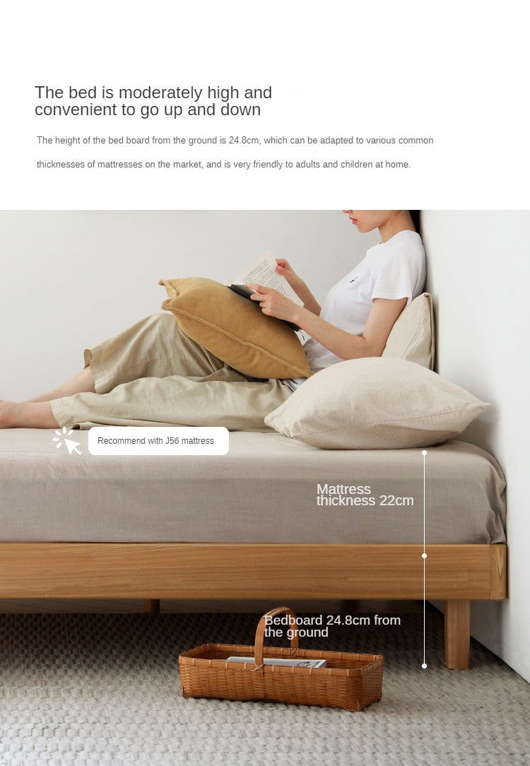 Ach, Oak solid wood platform bed, headboard-free bed