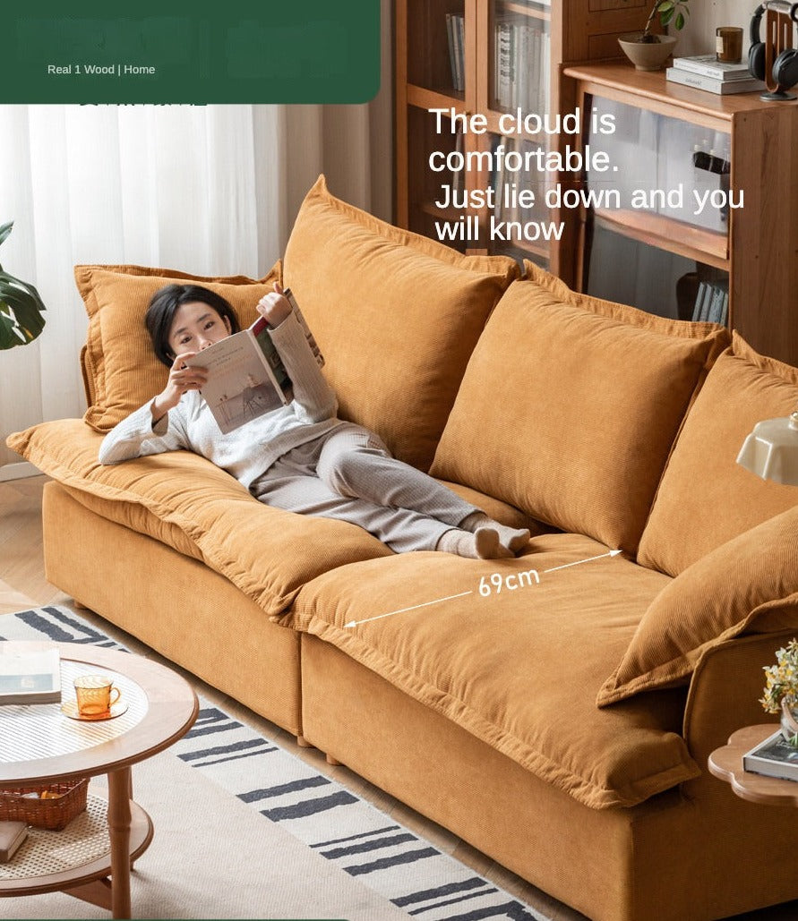 Fabric Down Modern Three-seat Sofa.