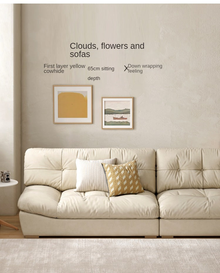 First Layer Cowhide Italian Style Sofa.