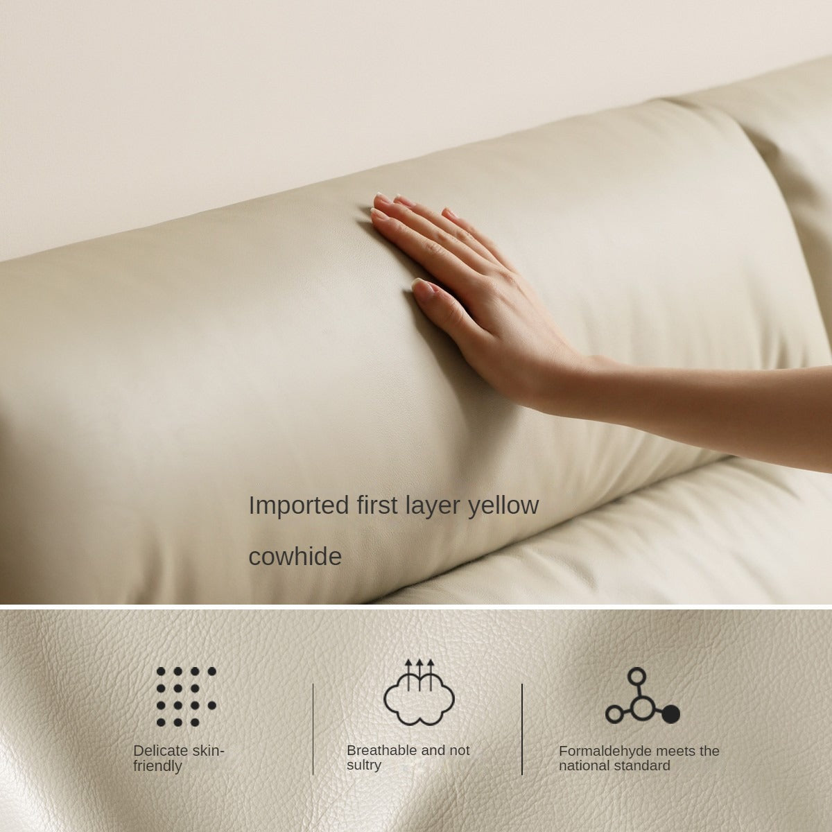 Cream Style Leather First Layer Cowhide Bed