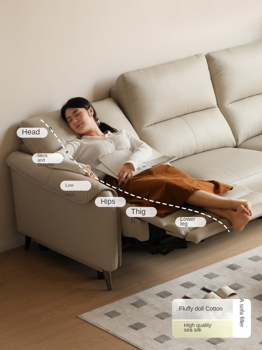 Genuine Leather Zero Wall Multifunctional Electric Sofa, Top Layer Cowhide Sofa.
