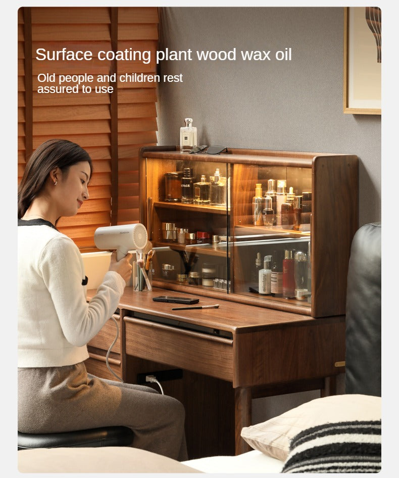 Black Walnut Solid Wood Light Luxury Dressing Table.