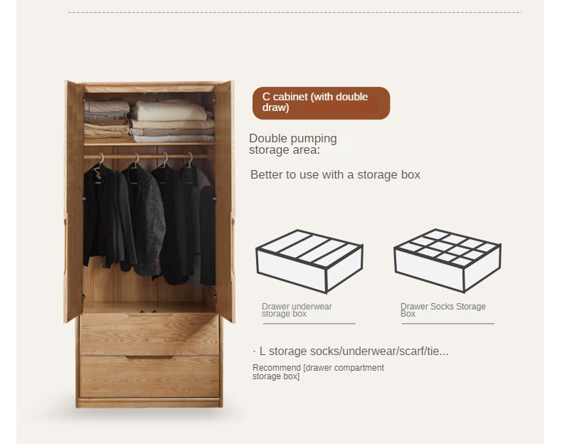 Ash Solid Wood Wardrobe Modern.