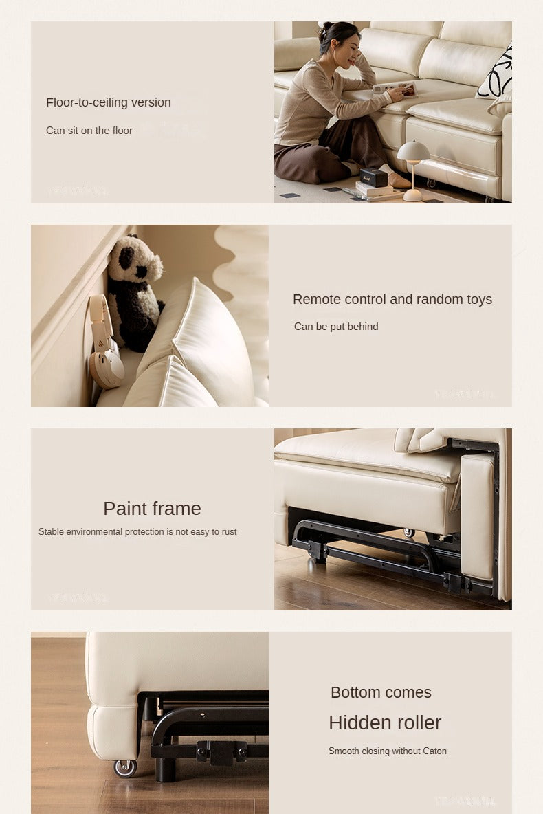 Ecological Cloud Leather Electric High Back Sofa Bed.