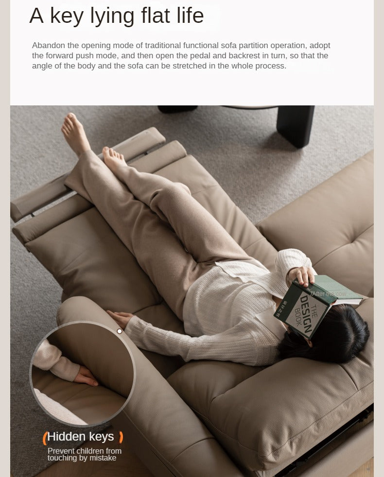 First Layer Leather Multifunctional Electric Telescopic Sofa.
