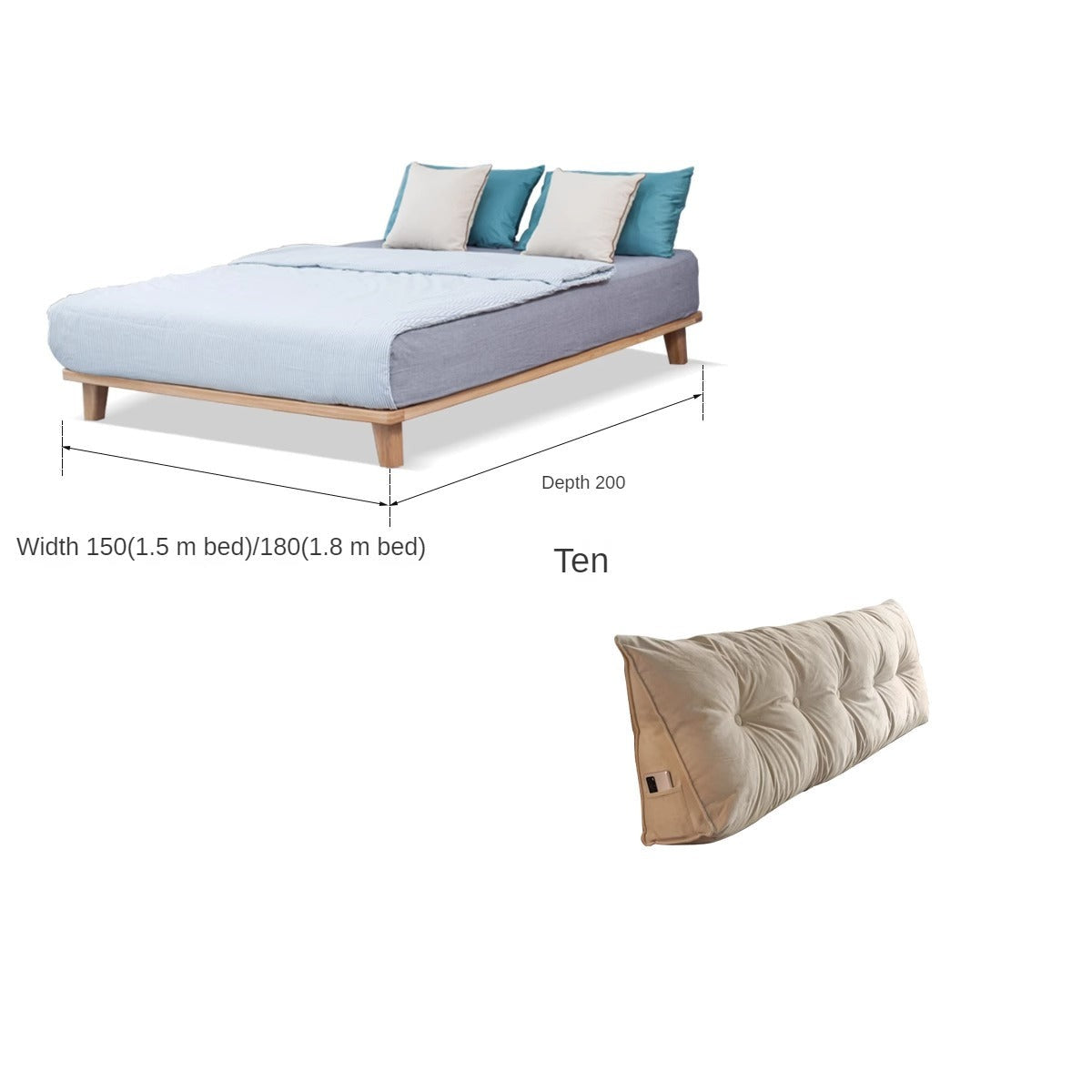 Oak solid wood tatami bed no headboard"