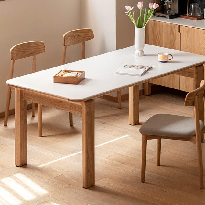 Oak Solid Wood, Solid Rubberwood Slate Dining Table