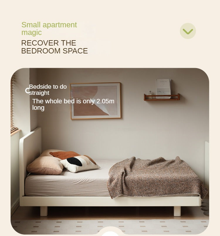 Poplar, Rubberwood Solid Wood Bed Modern Simple Cream Style