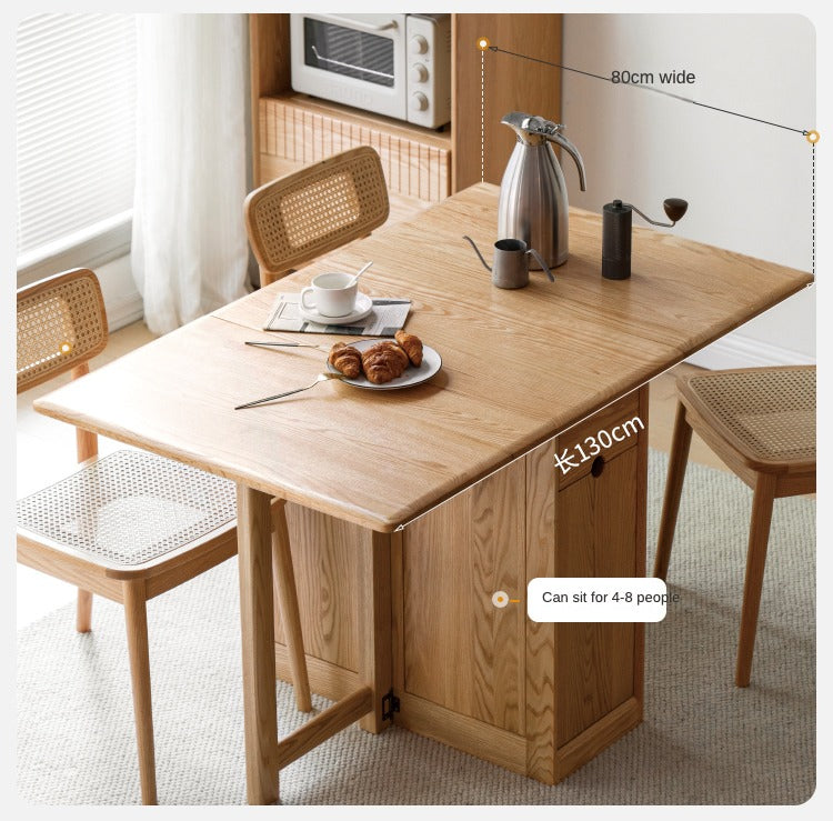 Ash, Oak Solid Wood Folding Dining Table