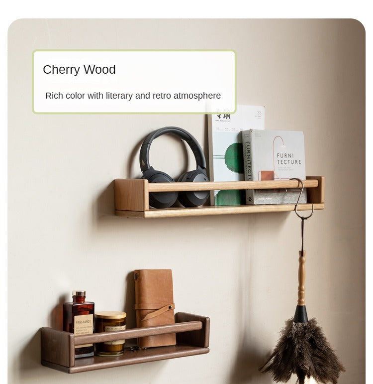 Black Walnut, Cherry Solid Wood Wall Rack Hanging Storage Bookshelf