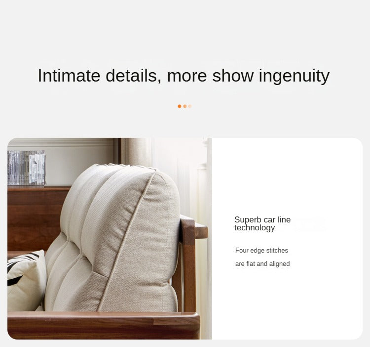 Sandalwood, Black Walnut Solid Wood Fabric Sofa.