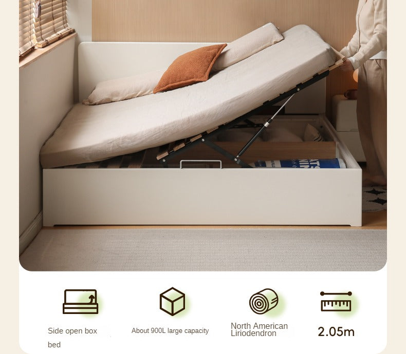 Rubber wood, Poplar solid wood white open box bed