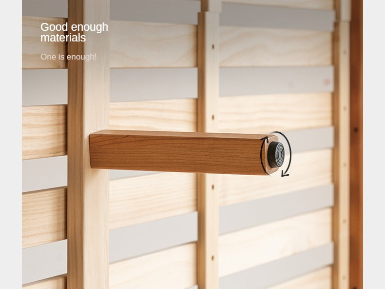 Cherry Solid Wood Bed with Retro Edge and Soft Headboard