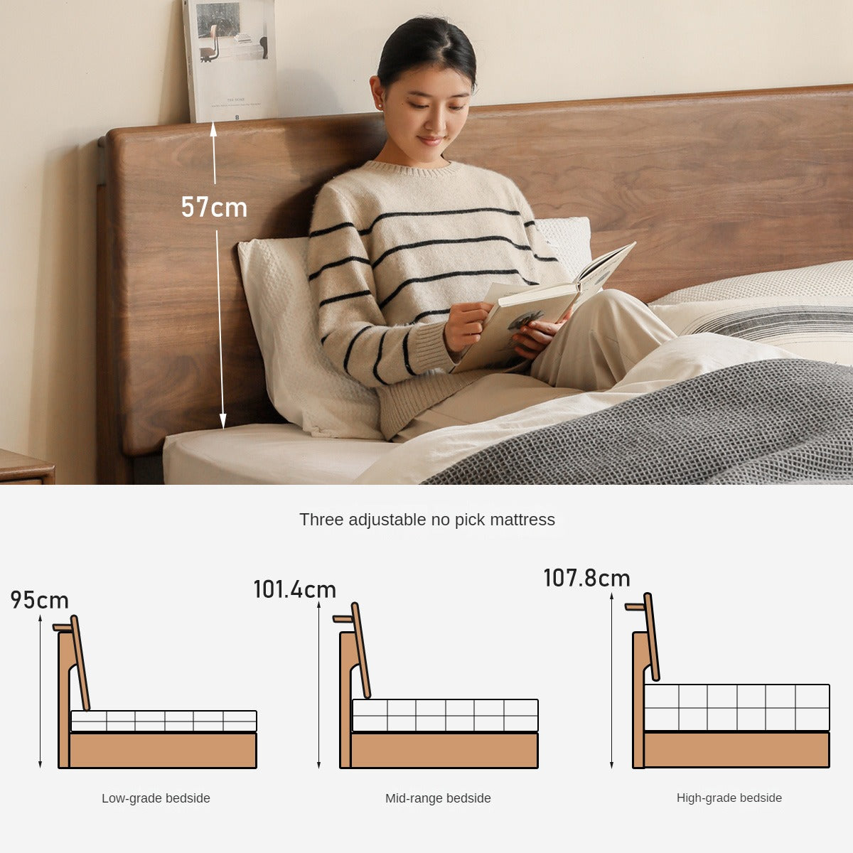 Oak Solid Wood Dressing Table Shelf Integrated.