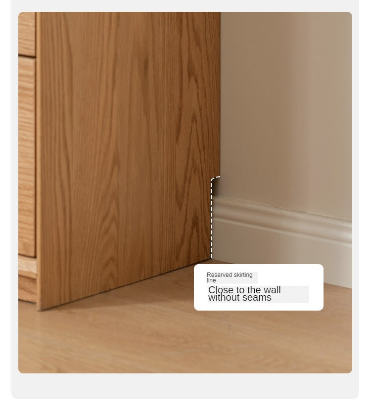 Oak Solid Wood Nordic Style Bookshelf with Floor Storage Cabinet