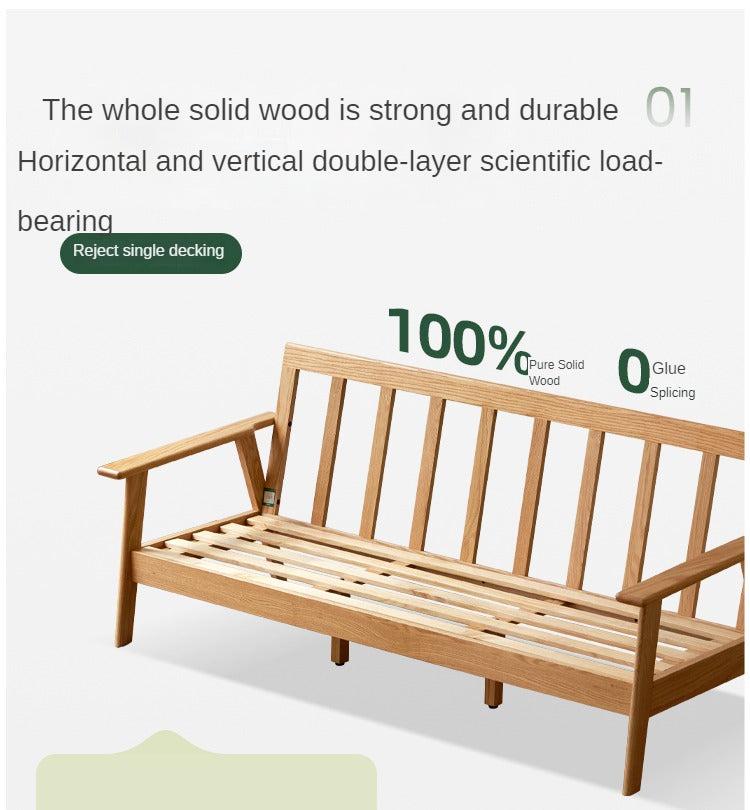 Oak Solid Wood Fabric Sofa.