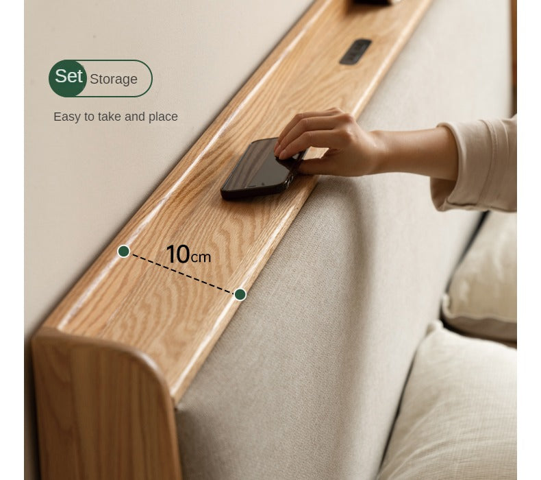Oak Solid Wood Box Bed Storage Bed Technology Loth, Fabric