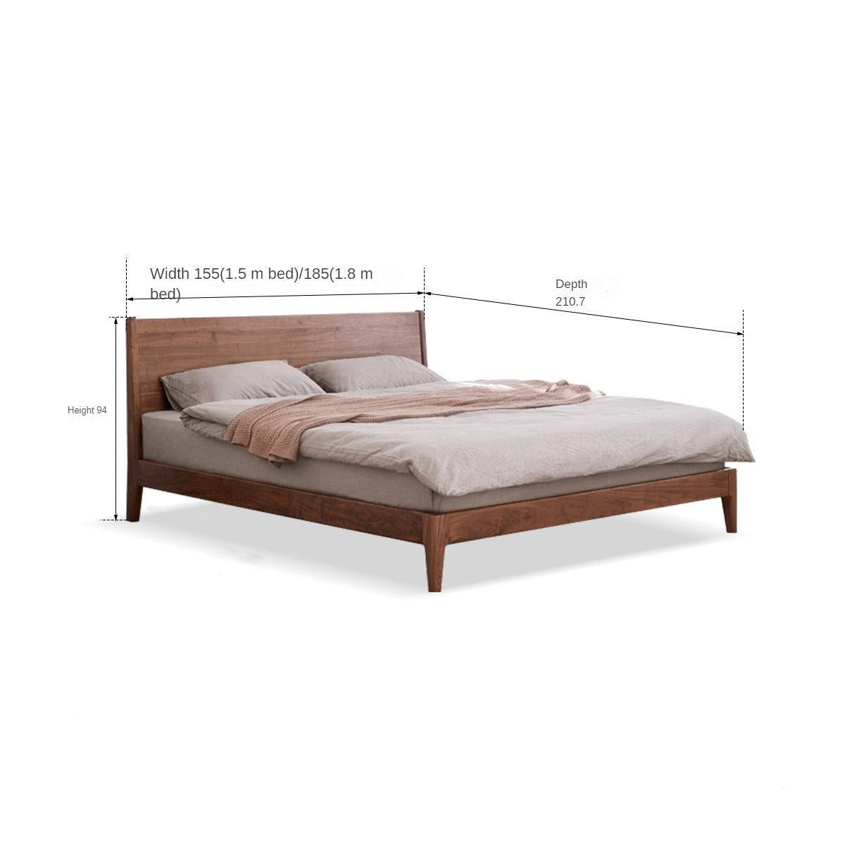 Teak Solid Wood, Black Walnut Solid Wood Bed