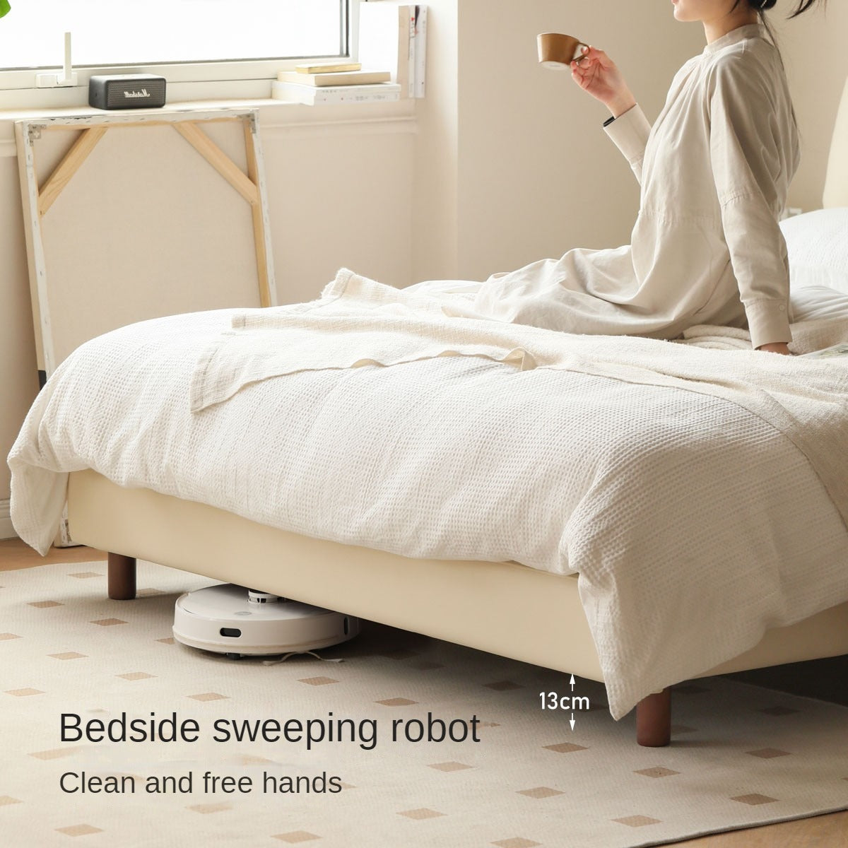 Organic Leather Art Bed Cream Cloud Soft