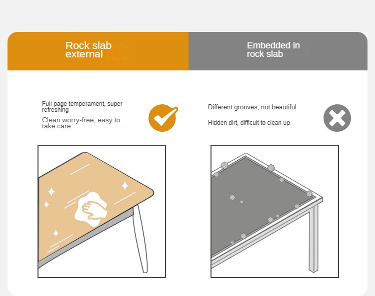Oak Solid Wood Rectangular Rock Slab Dining Table