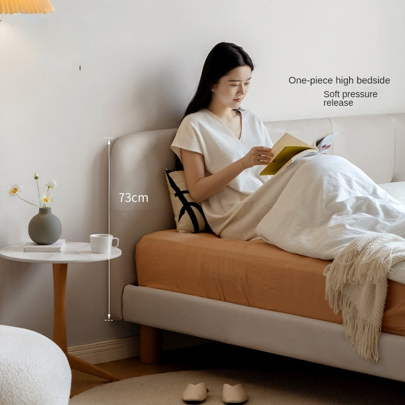 Fabric Nordic simple soft bed cream style