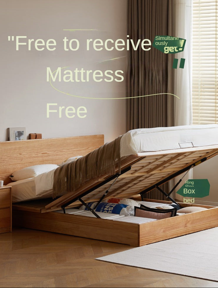 Oak Solid Wood Suspended Storage Box Bed
