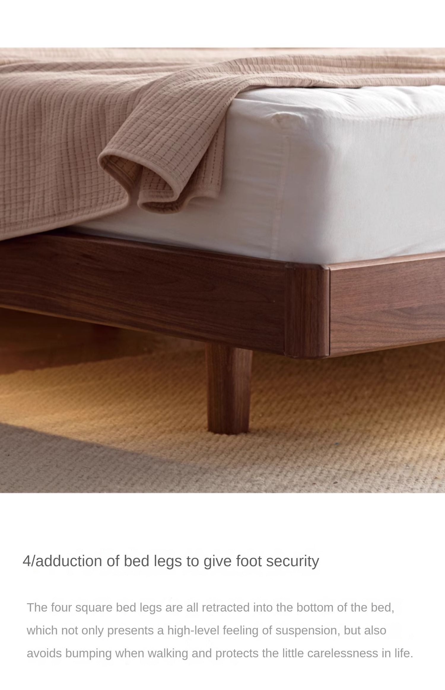 North American black walnut, Ash Solid Wood platform bed