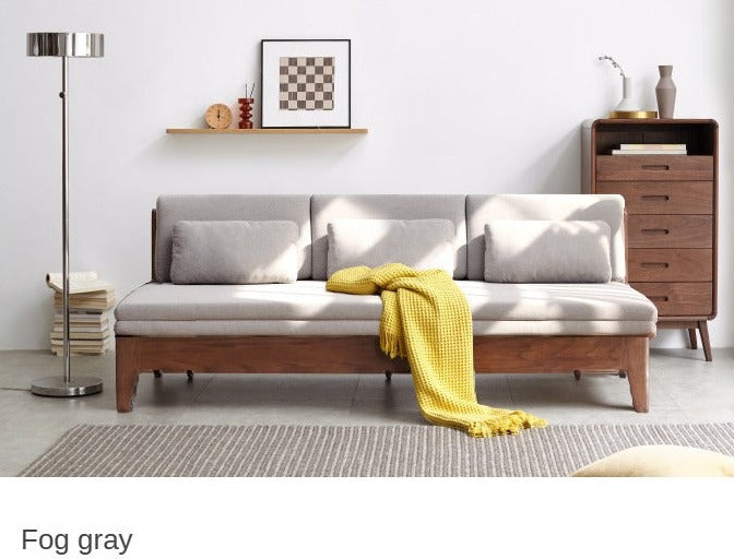 Oak Solid Wood Sofa Bed Dual-purpose Foldable Telescopic Bed