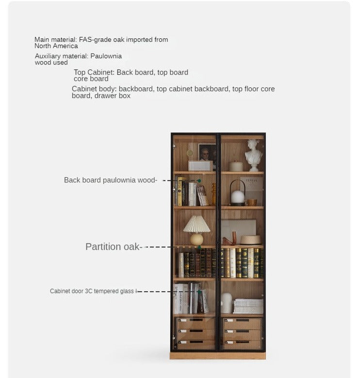 Oak, Solid Rubberwood Bookshelf, Bookcase