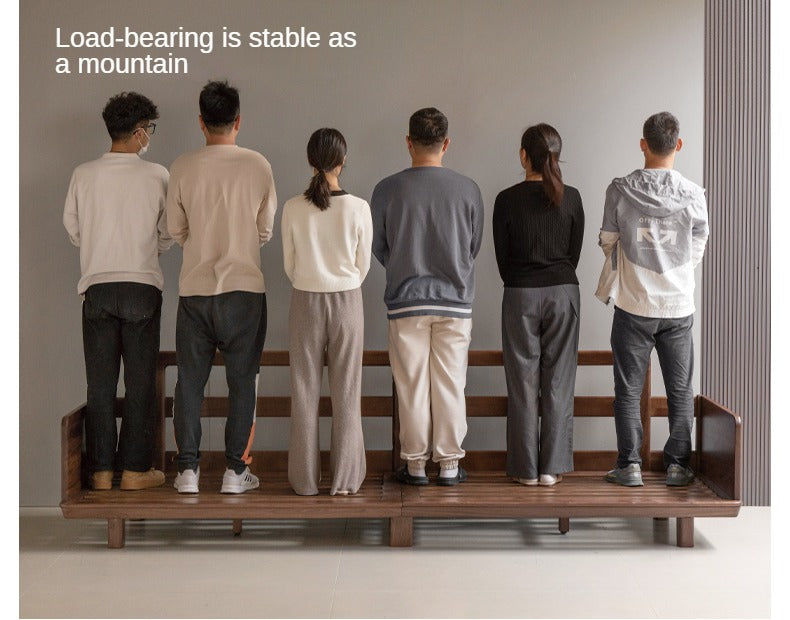 Black Walnut Solid Wood Leather Sofa.