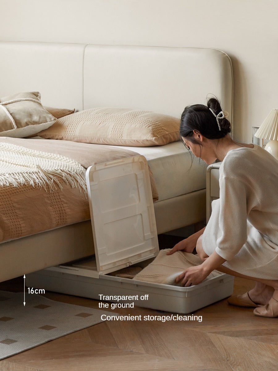 Fabric Cream Soft Minimalist Bed