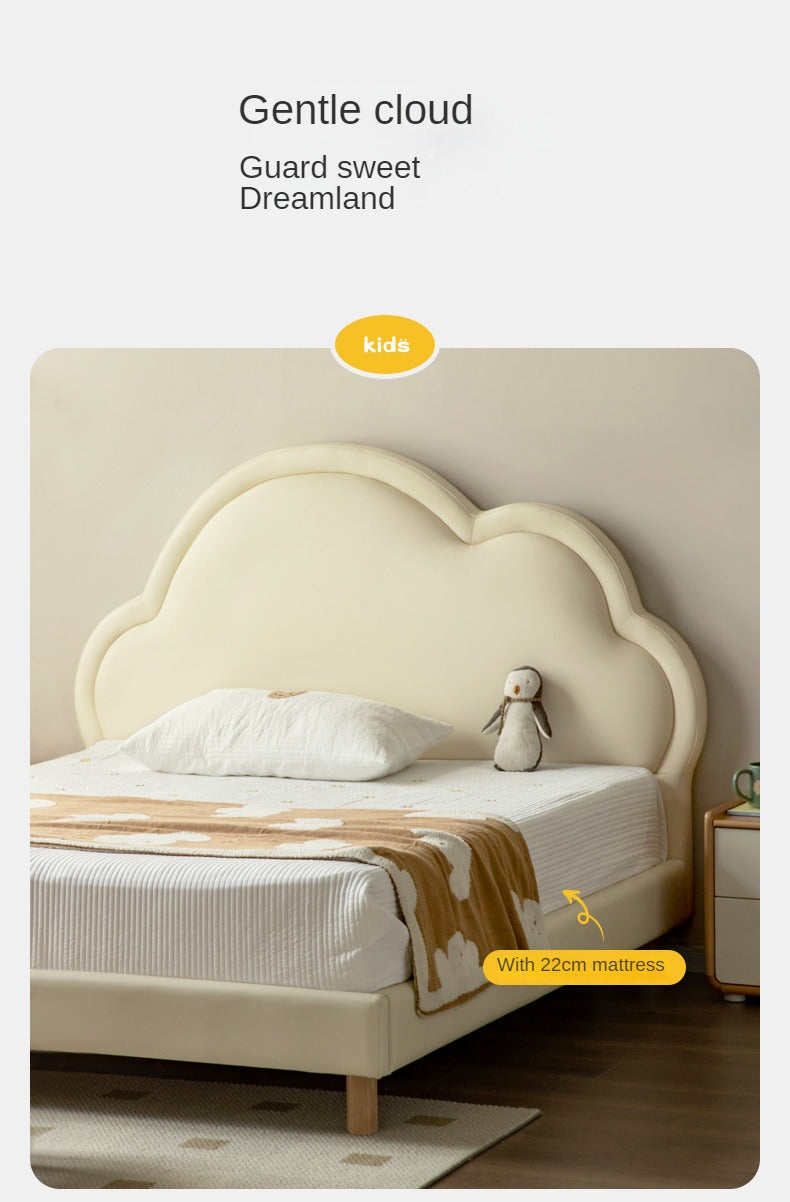Сream style Organic Leather kid's Cloud Bed<