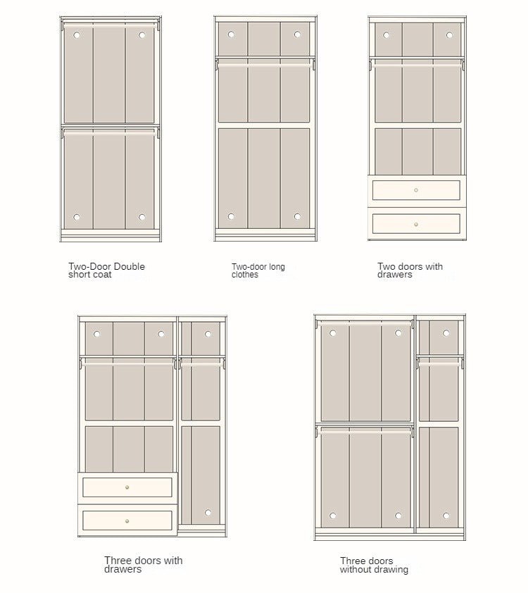 Pine Solid Wood Wardrobe French Cream Style.