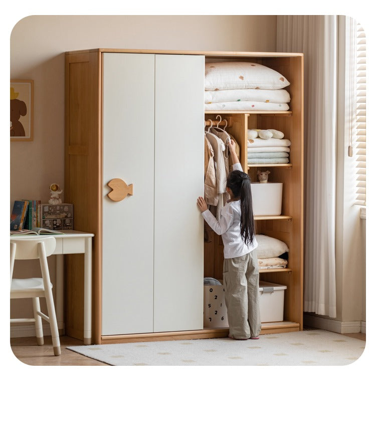 Beech Solid Wood Kids Wardrobe Sliding Door